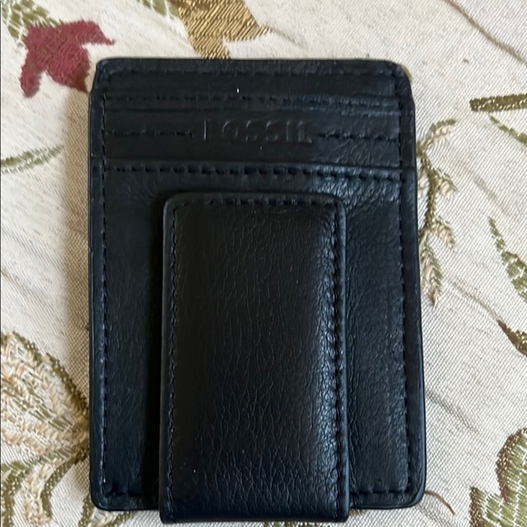 Fossil Black Leather Card Holder - Picture 1 of 2